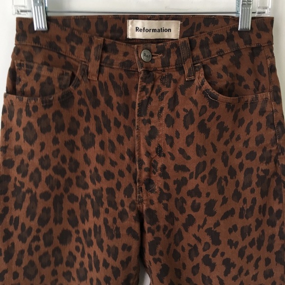 Reformation Liza High Rise Denim Jeans Leopard 26 - Picture 4 of 8